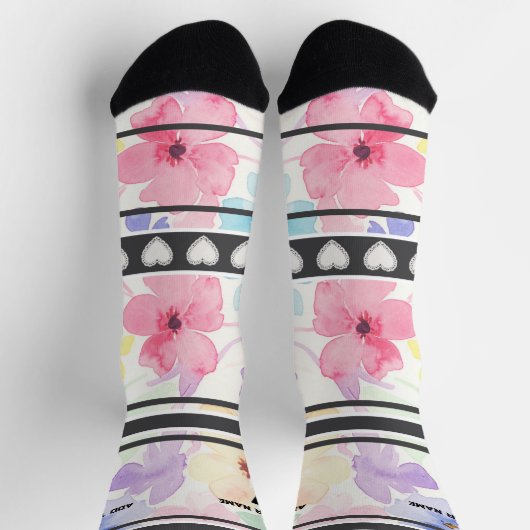 Bunte Blumen - Name Nummer Socken (Oben)