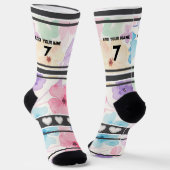 Bunte Blumen - Name Nummer Socken (Gewinkelt)