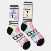 Bunte Blumen - Name Nummer Socken (Rechts)