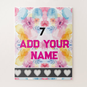 Bunte Blumen - Name Nummer Socken Puzzle
