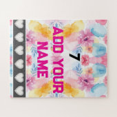 Bunte Blumen - Name Nummer Socken Puzzle (Horizontal)