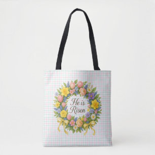 Bunte Blumen-Oster-Kranz Er ist auferstanden Tasche