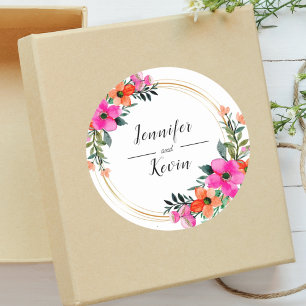Bunte Blumen Pampasgras Hochzeit Runder Aufkleber