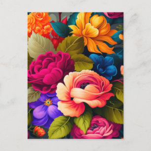 Bunte Blumen Postkarte