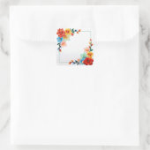 Bunte Blumen Rahmen Quadratischer Aufkleber (Tasche)