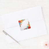 Bunte Blumen Rahmen Quadratischer Aufkleber (Umschlag)