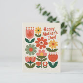 Bunte Blumen Retro-Blumen Frohen Muttertag Postkarte (Stehend Vorderseite)