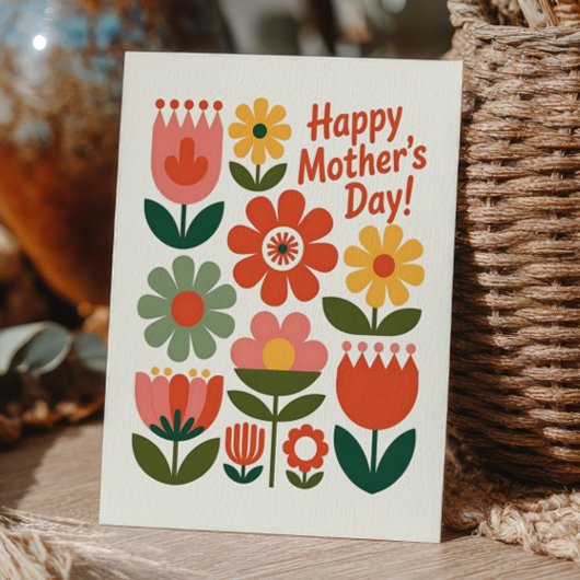 Bunte Blumen Retro-Blumen Frohen Muttertag Postkarte