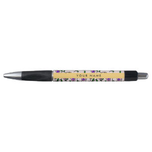 Bunte Blumen, Rosa Hintergrund, Gelb Kugelschreiber