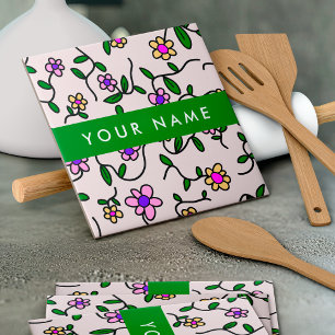 Bunte Blumen, rosa Hintergrund, Grün Fliese