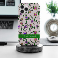 Bunte Blumen, Rosa Hintergrund, Grün