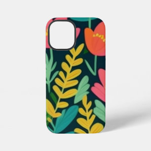 Bunte Blumen und Blätter. Cute Gestaltung mit viel iPhone 12 Mini Hülle