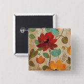 Bunte Blumen und Knospen Button (Vorne & Hinten)