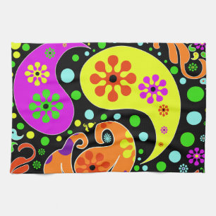 Bunte Blumen und Paisley-Muster-Küchen-Tuch Geschirrtuch