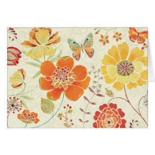 Bunte Blumen und Schmetterlinge
