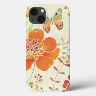 Bunte Blumen und Schmetterlinge iPhone 13 Hülle