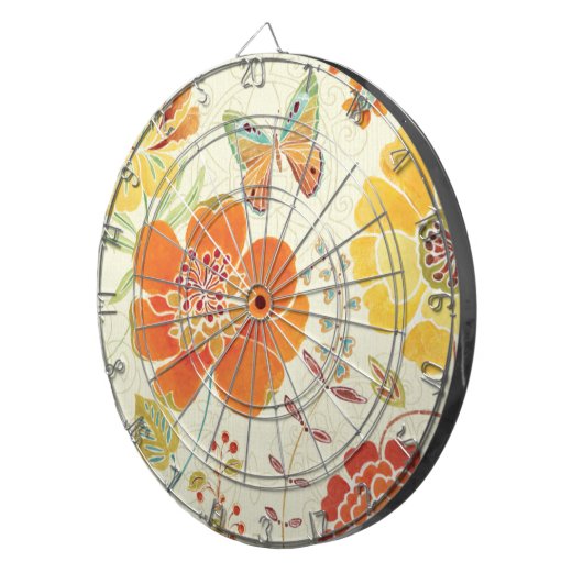 Bunte Blumen und Schmetterlinge Dartscheibe (Vorderseite rechts)