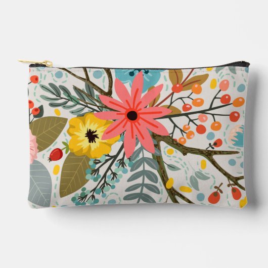 Bunte Blumen Wasserfarbe Süß Zubehörtasche (Vorderseite)