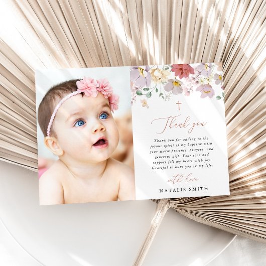 Bunte Blumen, Wildblumen, Boho, Taufe Dankeskarte