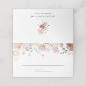 Bunte Blumen, Wildblumen, Boho, Taufe Platzkarte (Außenseite Aufgefaltet)