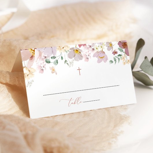 Bunte Blumen, Wildblumen, Boho, Taufe Platzkarte