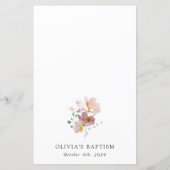 Bunte Blumen, Wildblumen, Boho, Taufmenü (Rückseite)