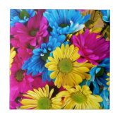 Bunte Blumenblatt-Gänseblümchen Fliese (Vorderseite)