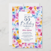 Bunte Blumenfeier 55. Geburtstagsparty Einladung (Vorderseite)