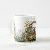Bunte Blumengarten-Wagenrad Land Kaffeetasse (Vorderseite Links)