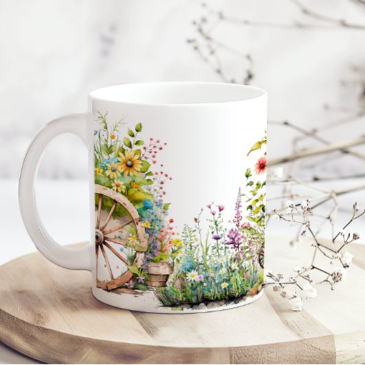 Bunte Blumengarten-Wagenrad Land Kaffeetasse