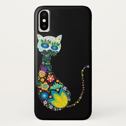 Bunte Blumenkatze Case-Mate iPhone Hülle (Rückseite)