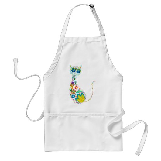Bunte Blumenkatze Schürze (Vorne)