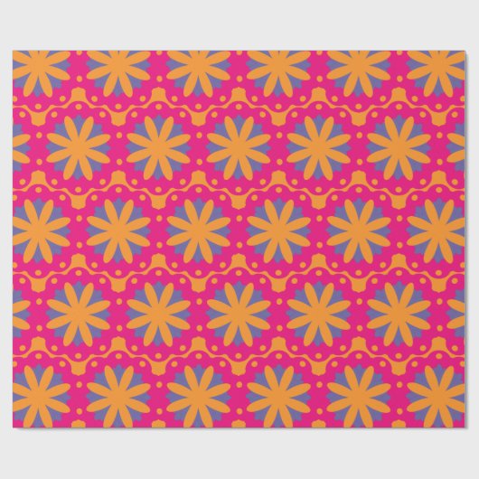 bunte Blumenkreisformen Geschenkpapier (Flach)