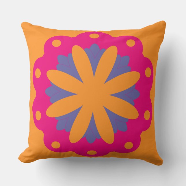 bunte Blumenkreisformen Kissen (Vorderseite)