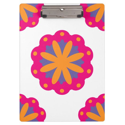 bunte Blumenkreisformen Klemmbrett (Vorderseite)