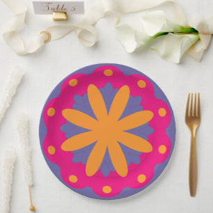 bunte Blumenkreisformen Pappteller
