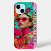 Bunte Blumenkunst-Frau Case-Mate iPhone Hülle (Rückseite)