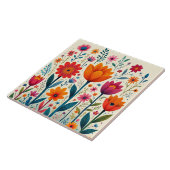Bunte Blumenkunstillustration, Fliese (Seite)