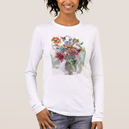 Bunte Blumenmalerei auf langem Hülsen-Shirt T-Shirt