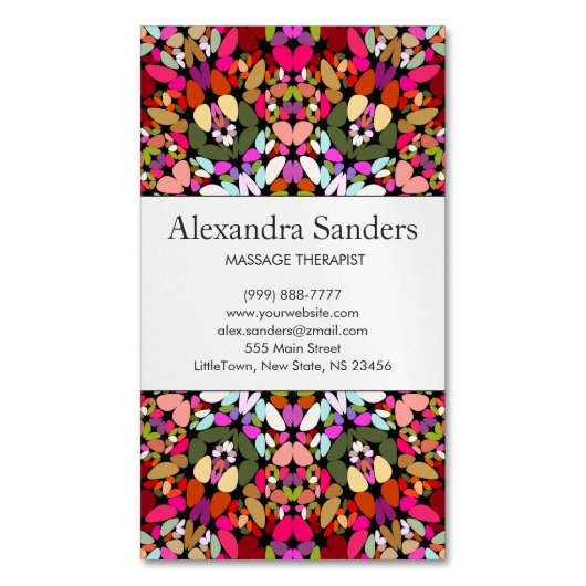 Bunte BlumenMandala Magnetische Visitenkarte (Vorderseite Vertikal)