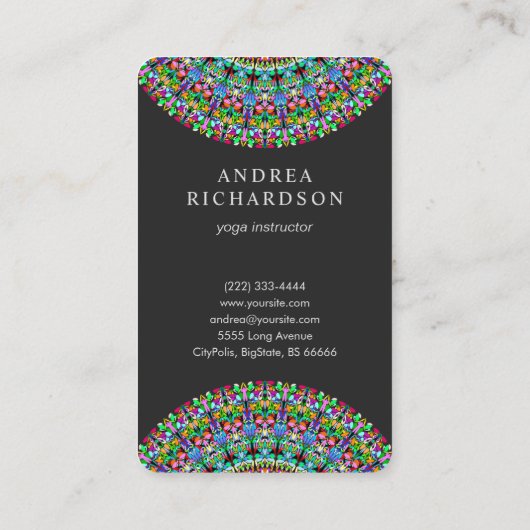 Bunte BlumenMandala Visitenkarte (Rückseite)