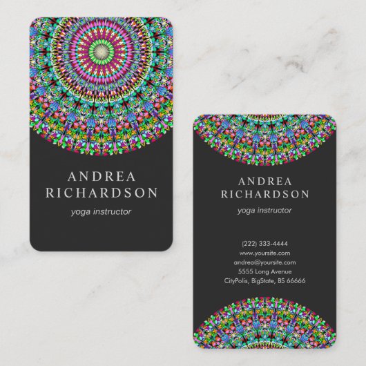 Bunte BlumenMandala Visitenkarte (Vorne/Hinten)