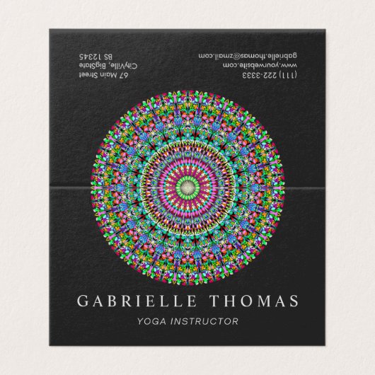 Bunte BlumenMandala Visitenkarten (Außenseite Aufgefaltet)