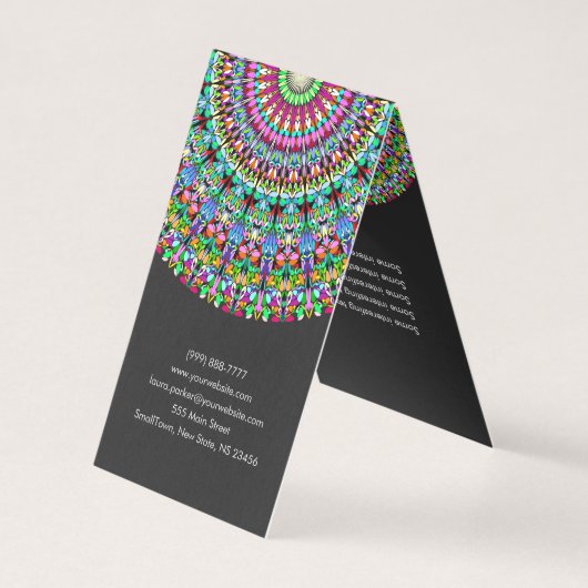 Bunte BlumenMandala Visitenkarten (Rückseite)