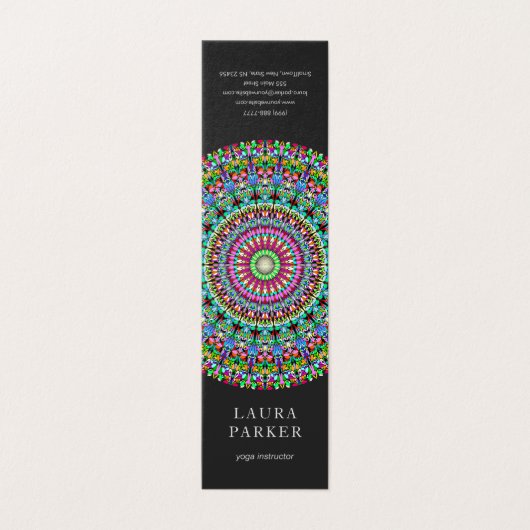 Bunte BlumenMandala Visitenkarten (Außenseite Aufgefaltet)