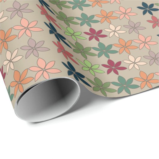Bunte Blumenmuster Geschenkpapier (Rolleneckpunkt)