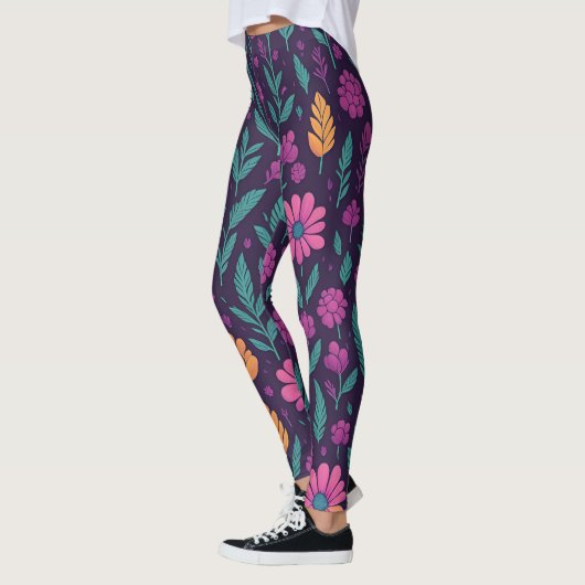 Bunte Blumenmuster-Leggings – Lebendige Botanik Leggings (Links)