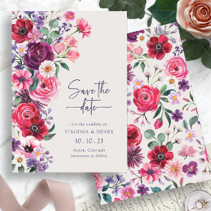 Bunte Blumenmuster Save The Date