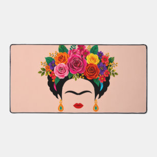 Bunte Blumenschreibtischunterlage Frida inspiriert Schreibtischunterlage