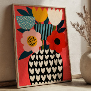 Bunte Blumenstrauß-Vasenvorstellung Floral Poster